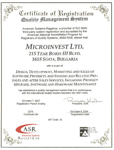 Certificate ISO 9001-2000